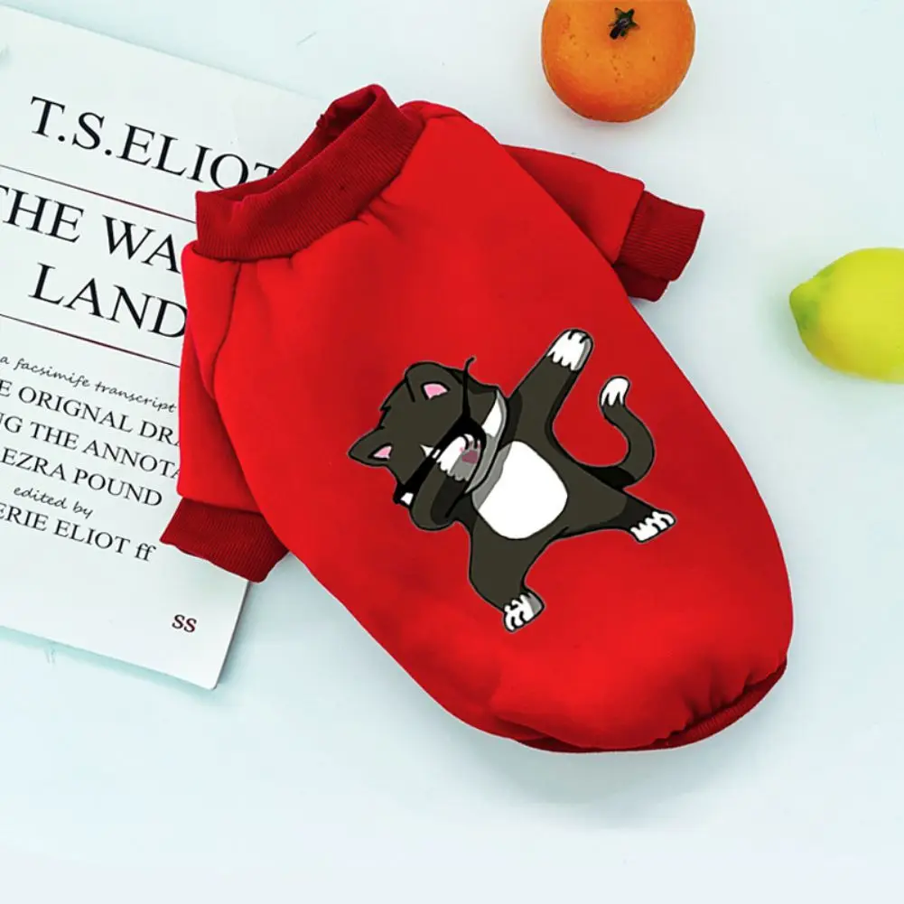 Теплая одежда для собак бархатный свитер свитшот с принтом милого кота