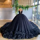 Женское вечернее платье с оборками, фиолетовое, темно-синее платье из тюля с V-образным вырезом для выпускного вечера, большие размеры, 2022