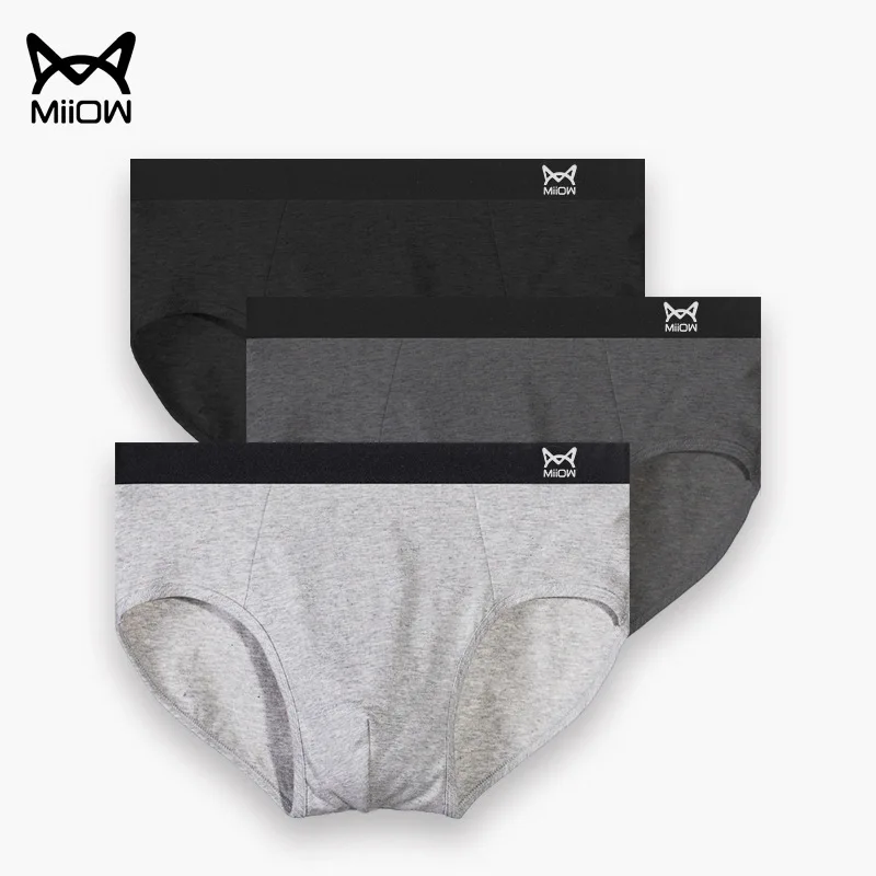 3PCS Graphene Antibacterial Men's Underwear Pure Cotton Loose Comfortable Breathable Pure Color Triangle Shorts 0010