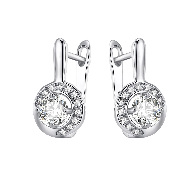 silver-white MAIKALE, классические серьги-гвоздики с черным цирконием, золотые, серебряные, круглые простые корейские серьги с кубическим цирконием для женщин, подарки - Окраска металла: silver-white