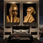 Черная и Золотая Картина на холсте женщины, современные роскошные декоративные картины, плакат, печать, Настенная картина для гостиной, домашний декор