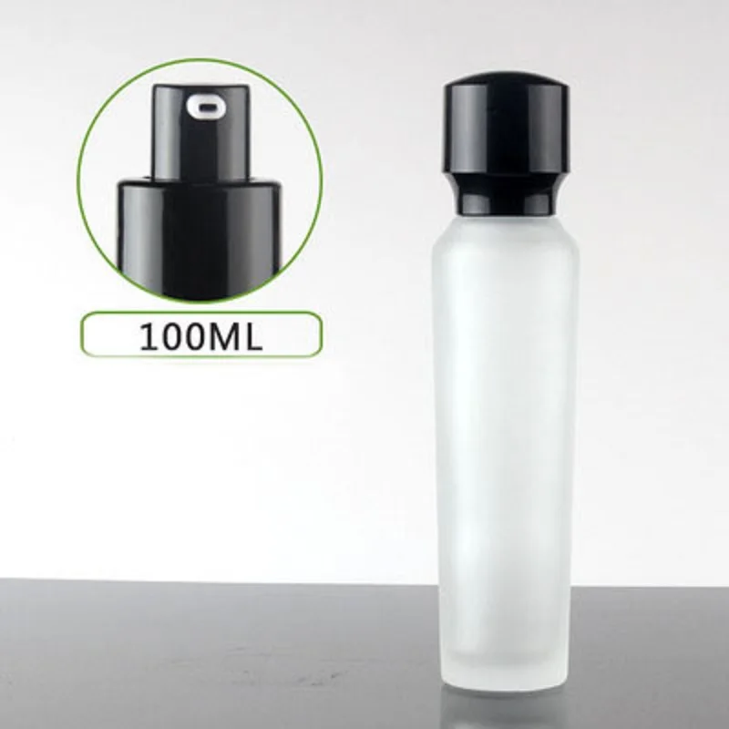 100ml frosted glass bottle black pump for serum/lotion/emulsion/foundation complex recovery skin care  cosmetic packing