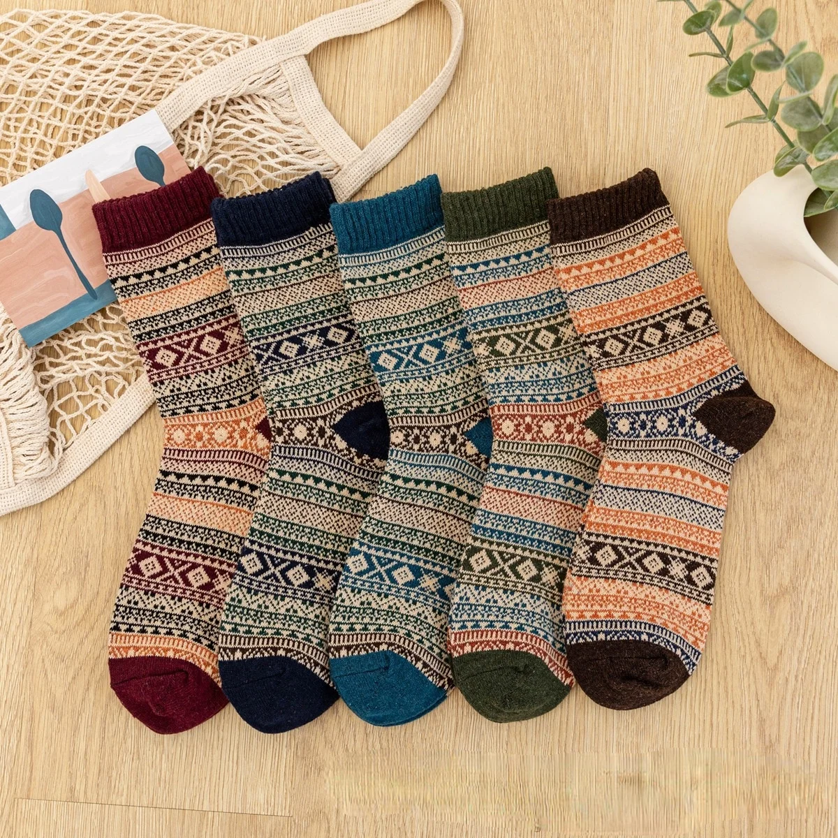 

2pairs Men's New Female Boat Socks Breathable Mesh National Style Autumn SocksColor Matching Shallow Mouth Thin Invisible Socks
