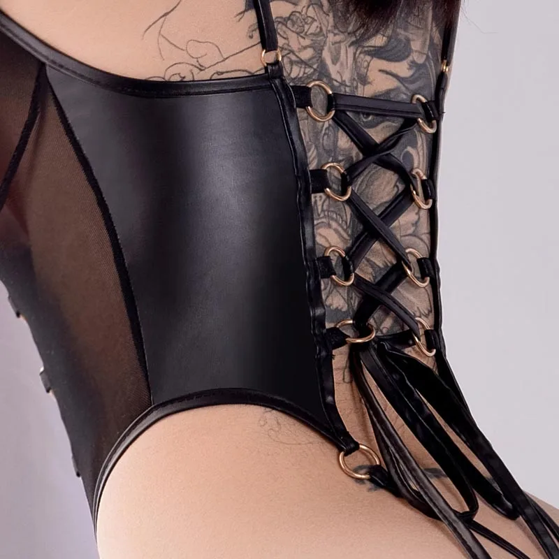 Сексуальный женский корсет из искусственной кожи бюстгальтер в ретро стиле