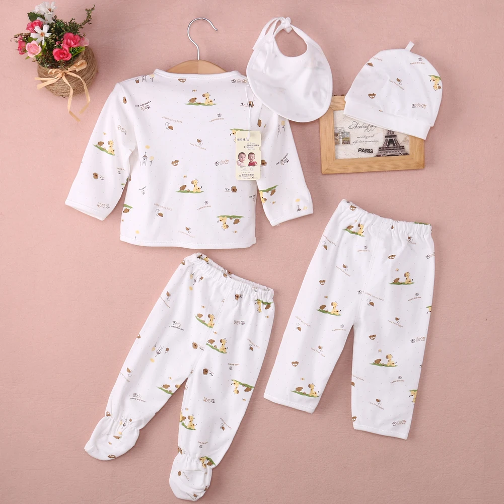 0-3M Newborn Baby Unisex Clothes Underwear Animal Print Shirt and Pants 2PCS Boys Girls Cotton Soft | Детская одежда и обувь