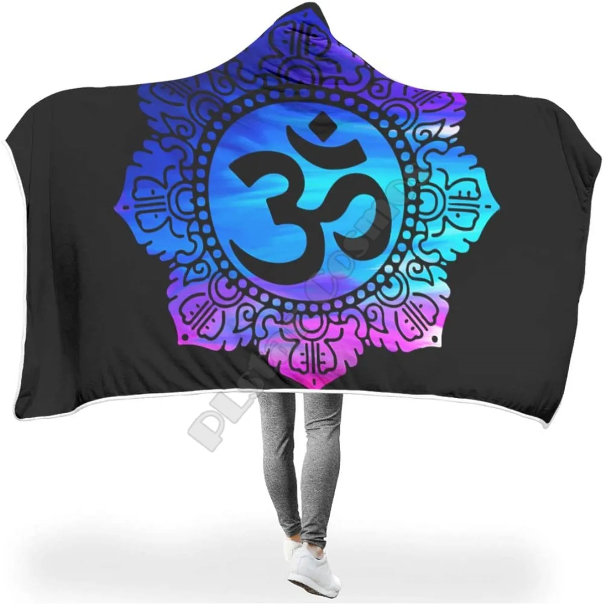 

Yoga Lotus Hooded Blanket 3D Printed Wearable Blanket Adults men women kids Boy Girl Blanket
