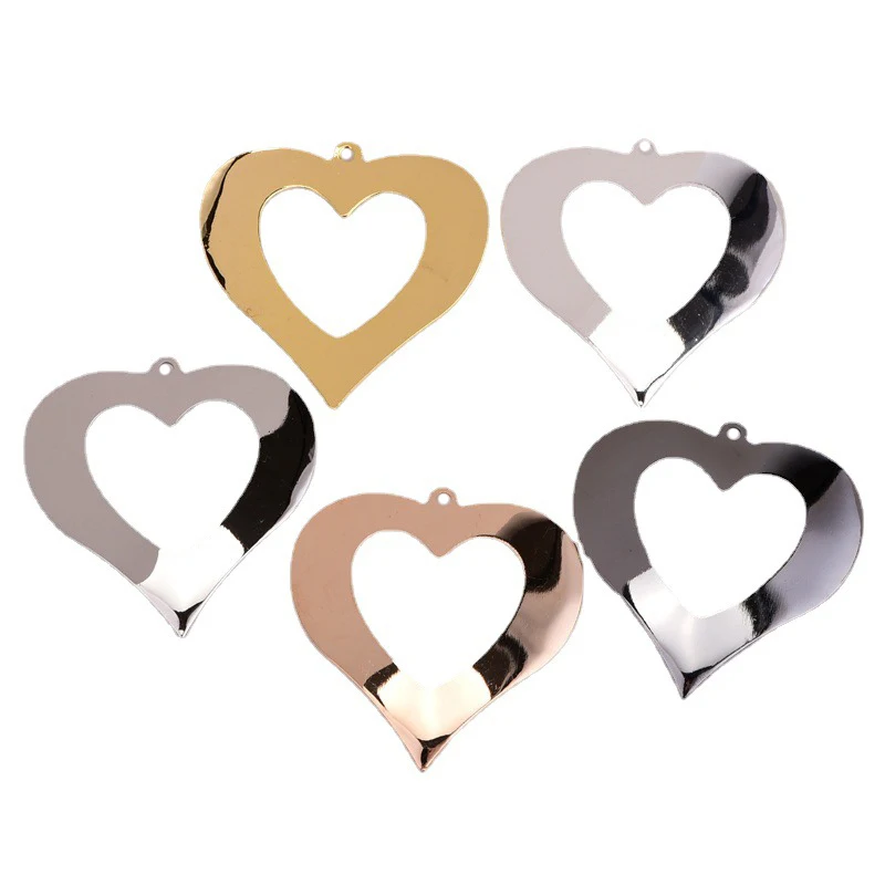 

39.5*39mm Plating Multicolor Peach Heart Concave Single Hanging Copper Earring Pendant Bags Jewelry Accessories