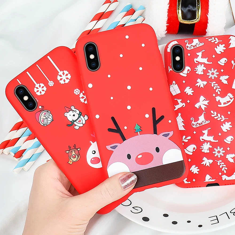 Christmas Cartoon TPU Phone Case For iPhone X XR XS Max Lovely Santa Claus Elk Cover 11 Pro 10 Fundas |