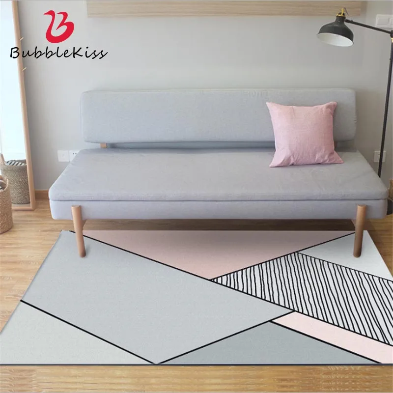 Геометрические простые серые и розовые коврики в скандинавском стиле Bubble Kiss для