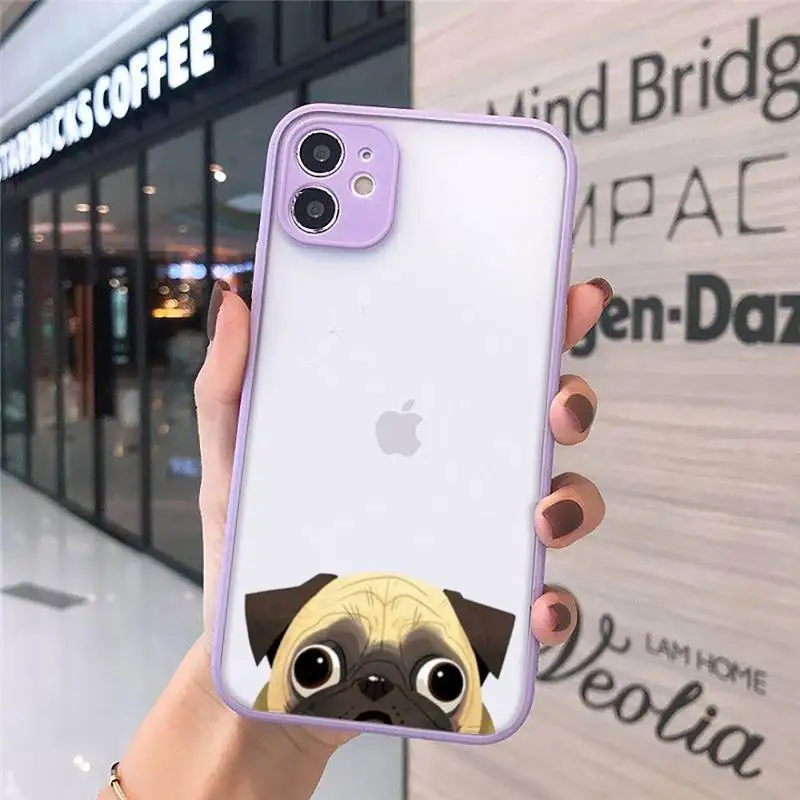 

French Bulldog Pug Dog Cute pet Phone Case matte transparent For iphone 7 8 11 12 plus mini x xs xr pro max cover
