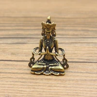 brass retro mini guanyin meditation buddha statue sculpture decoration home miniature antique office ornament gift s9o5