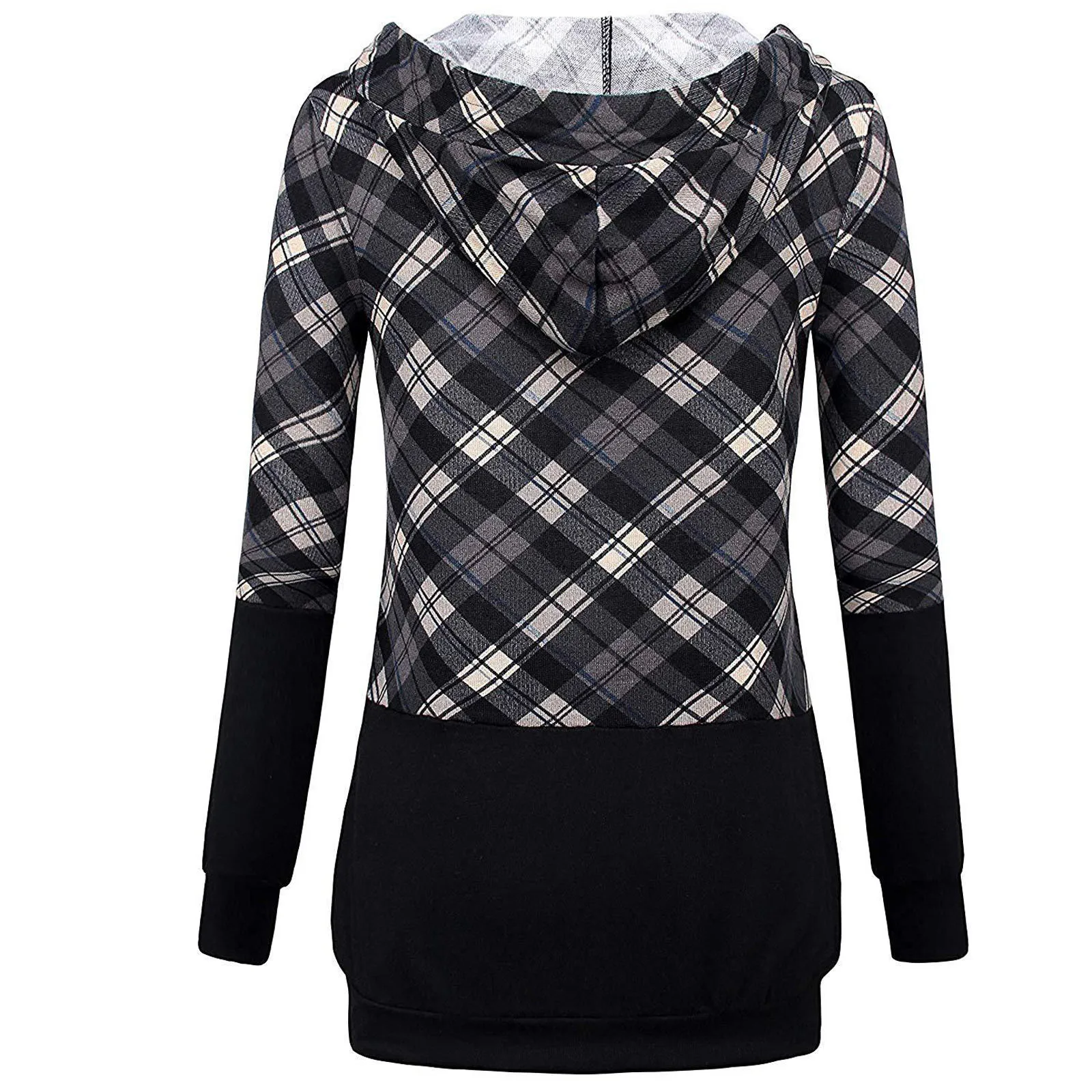 

Maternity Stitching Long Sleeve Hood Top Winter Women's Multifunctional Lactation Plaid Pregnants Women Breastfeeding Blouse