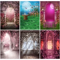 laeacco pink vintage arch door window flower vine spring grass room decor baby photo backgrounds photo backdrop for photo studio