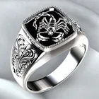 Модные крутые эмалевые кольца в виде скорпиона с черной резьбой для мужчин, белые, золотые, серебряные мужские аксессуары, ювелирные изделия, подарочные ремешки для пальцев