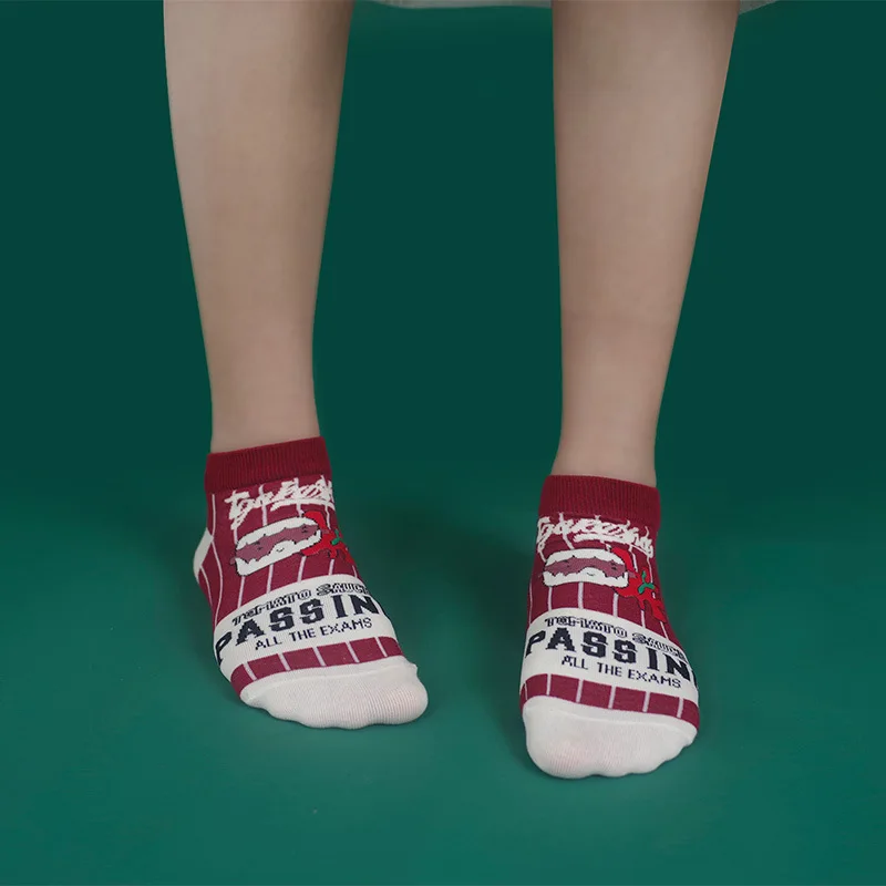 Повседневные женские летние хлопковые носки забавные с буквами спортивные до