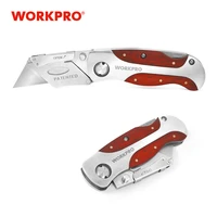 workpro folding knife heavy duty knife pipe cutter stainless steel utility knife with red rosewood handle