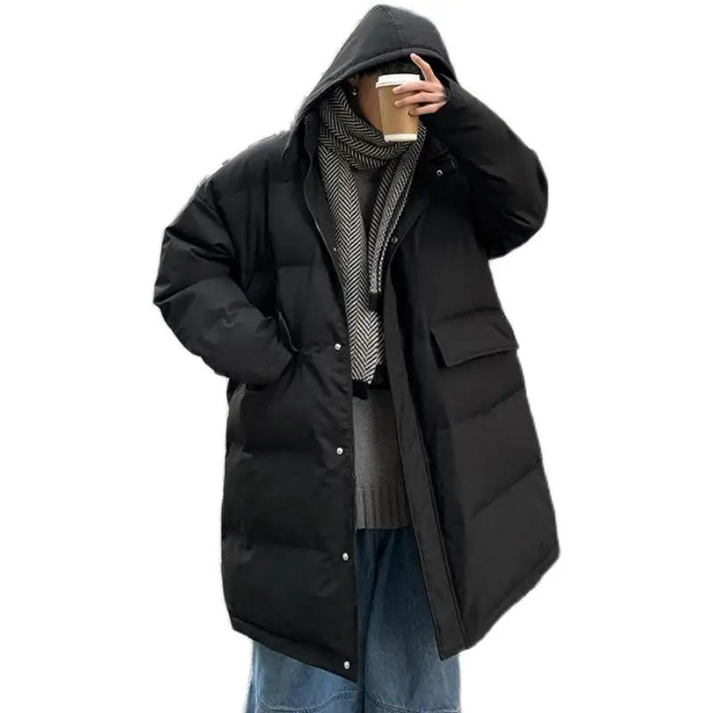 

Winter Thick Long Coat Men's Warm Fashion Casual Hooded Coat Parka Men Wild Loose Korean Oversize Coat Mens Jacket Overcoat