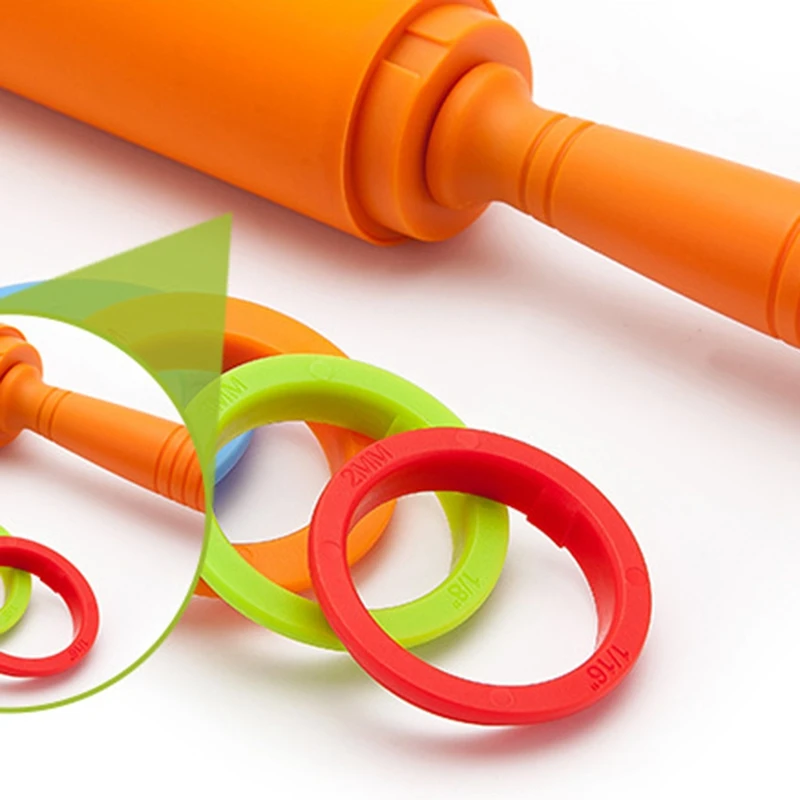 Non-Stick Silicone Rolling Pin Dough Roller With Adjustable Thickness Rings 2Mm 3Mm 6Mm And 10Mm | Дом и сад