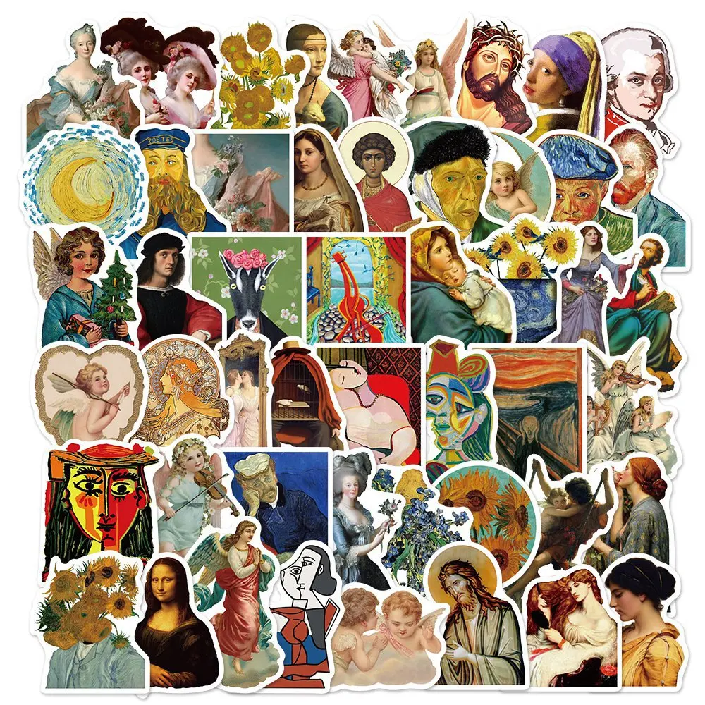 

10/50PCS Famous Works Art Stickers Decal Laptop Suitcase Notebook Helmet Luggage Bicycle Guitar Aesthetic Sticker Waterproof PVC