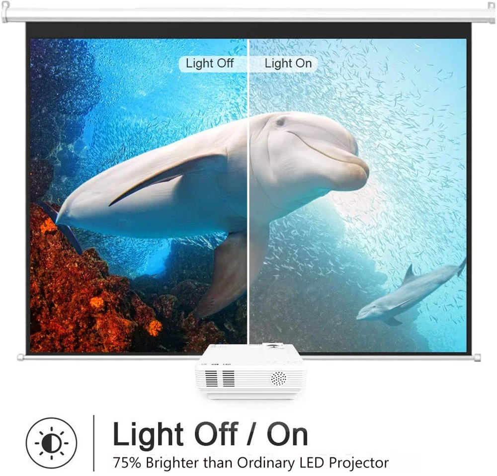 powerful led mini projector 2600lumens support 1080p wireless sync display for iphoneandroid phone video beamer for home cinema free global shipping