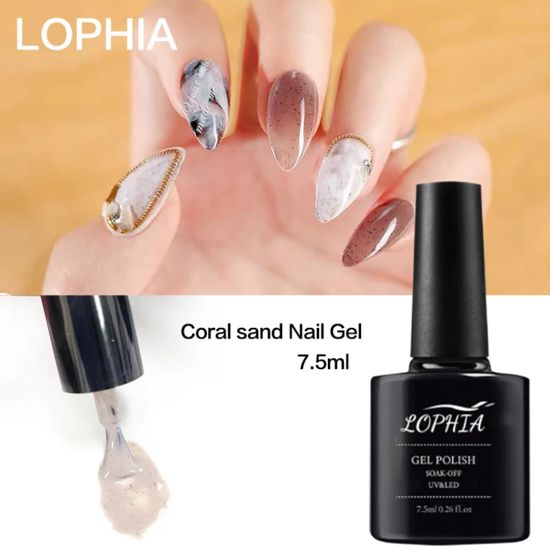 

LOPHIA 7.5ml Coral Sand Nail Gel Glitter Nail Varnish Semi Permanent Enamel Soak Off UV LED Gel Nail Polish 12 colors fashion