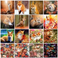 gatyztory diy paint by numbers for adults animal handpainted art gift fox canvas coloring by number home decor 60x75cm frame