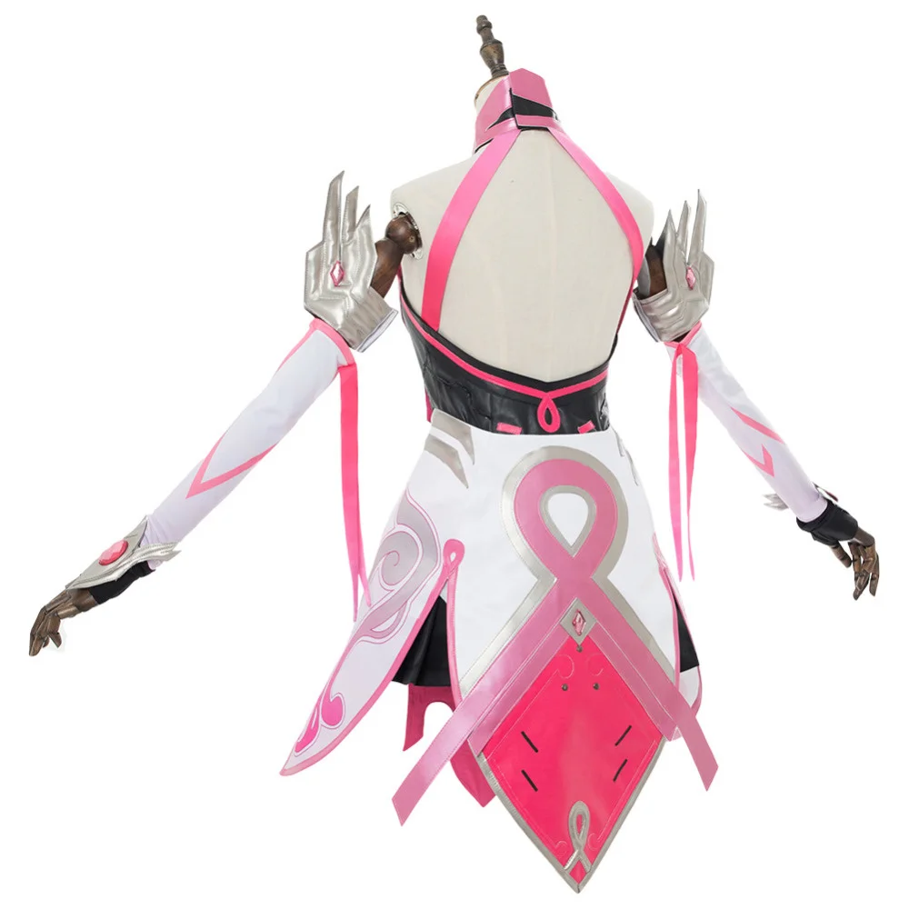 

OW Mercy Angela Ziegler Cosplay Costume Outfit Pink Mercy Skin Cosplay Costume For Women Girls Halloween Carnival Costumes