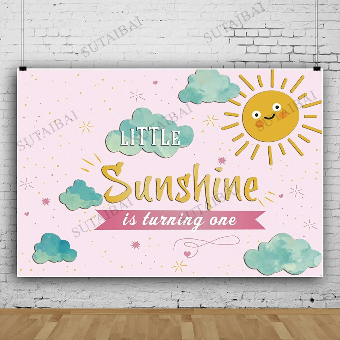 

Sunshine Birthday Party Photo Background Turning One 1st Party Banner Little Sun Custom Backdrop For Photobooth Studio Vinyl