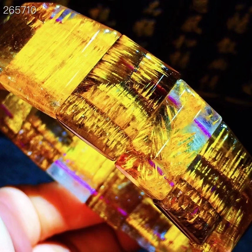 

Genuine Natural Cacoxenite Auralite 23 Red Yellow Bracelet 22x15.8x7.6mm Canada Women Rectangle Beads Gold Rutilated AAAAAA