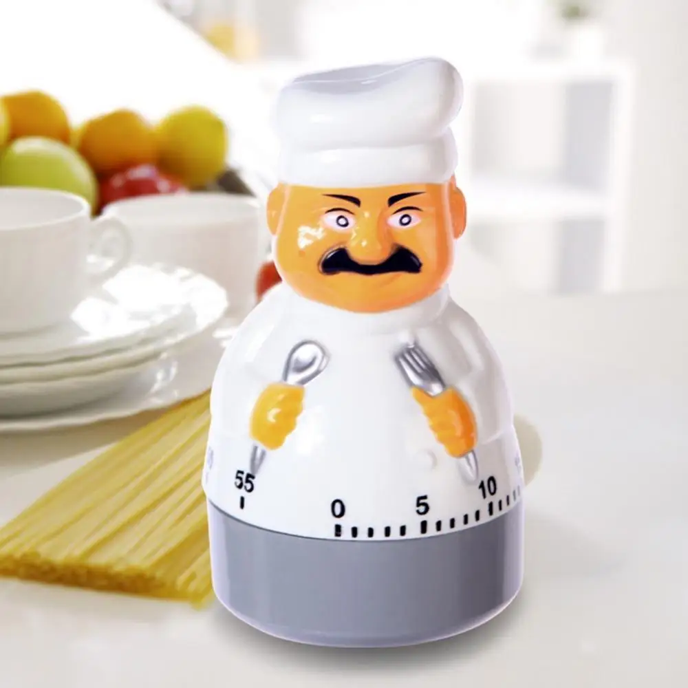 

Cartoon Chef Shape Mechanical Kitchen Cooking Timer Baking Time Keep Alarm Clock