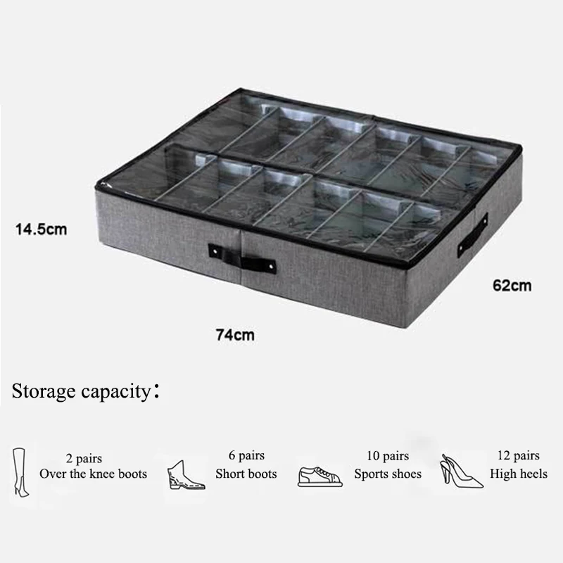 

Transparent Shoes Box Drawer Organizer For Shoe Cabinet Nonwoven Foldable Compartment Shoes Box Dust-Proof Under Bed Closet
