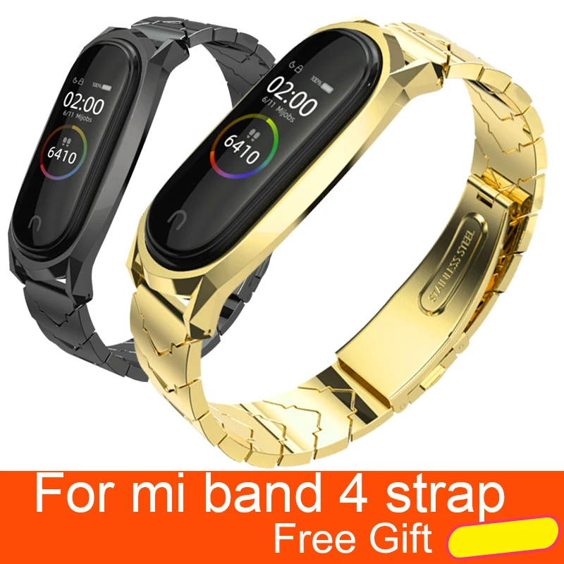 Металлический ремешок для xiaomi mi band 4 Безвинтовой браслет из нержавеющей стали