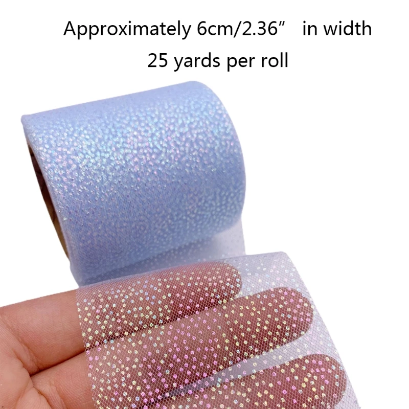 

Romantic Tulle Rolls 6cm 25Yards Iridescent Polka Dot Tulle Netting Tulle For Sewing Birthday Wedding Party Decoration