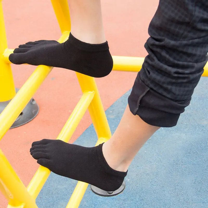 Носки мужские с пальцами хлопковые однотонные для езды на велосипеде и бега