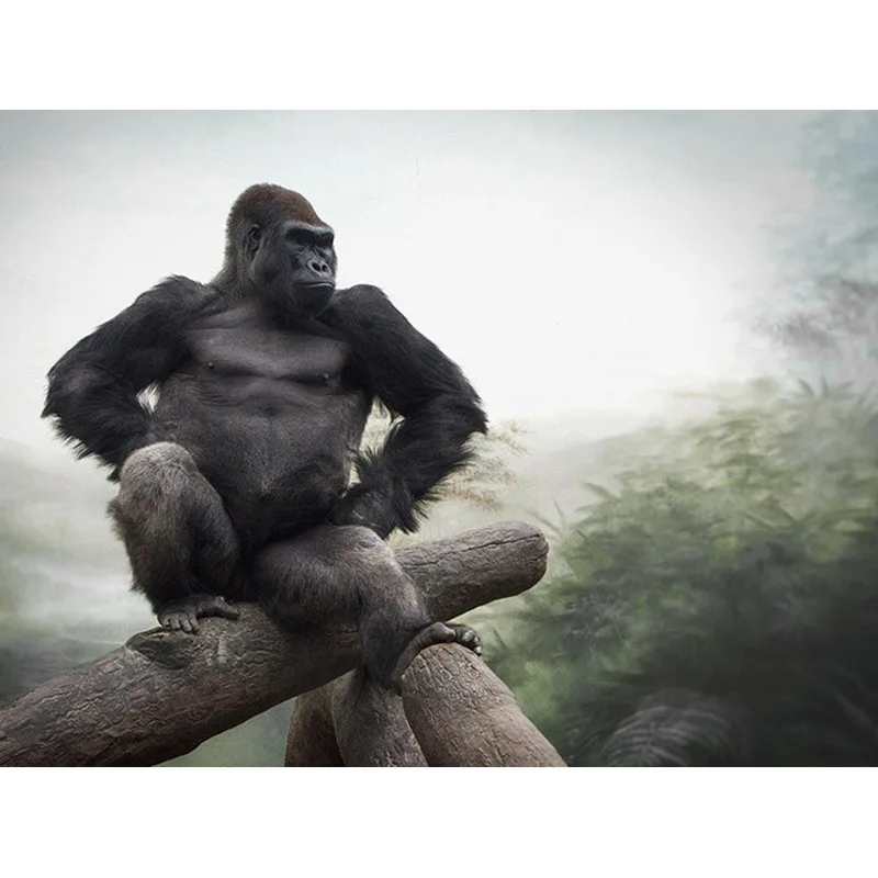 

Full Drill Square Diamond Painting Black gorilla Picture Of Rhinestone Animal 5D Diamond Embroidery Diamond Mosaic Decor BY622