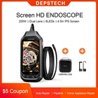 Цифровой Эндоскоп DEPSTECH с двойным объективом DS450, экран дюйма IPS, водонепроницаемая камера для осмотра с 6 регулируемсветодиодный светодиодными лампами, бороскоп