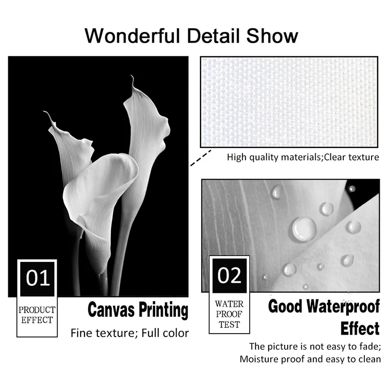 

Black and White Beautiful Flower Canvas Posters and Prints Minimalist Painting Wall Art Decorative Picture Home Decor