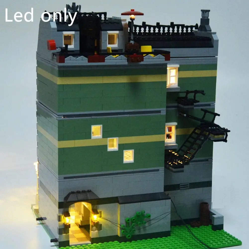 

Montessori Street View Series 10185 Green Grocery Store Lighting Building Blocks DIY Lighting LED