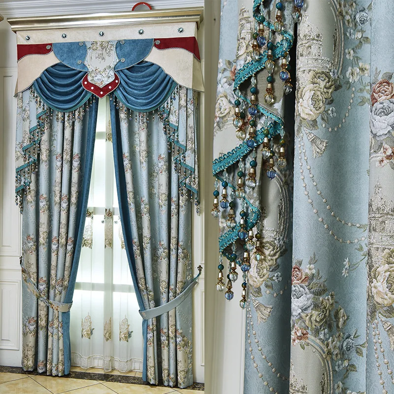 

Simple European Jacquard Shade Curtains for Living Dining Room Bedroom.