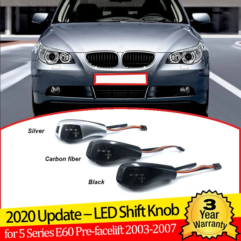 Черный серебристый светодиодный рычаг переключения передач из углеродного