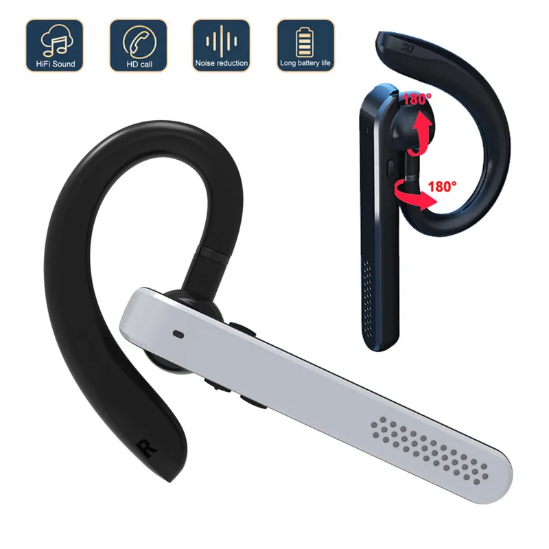 

Wireless Earphone Business Headset HD Voice Headphone Noise Cancelling Earpiece with Mic for iPhone Samsung LG Huawei Android