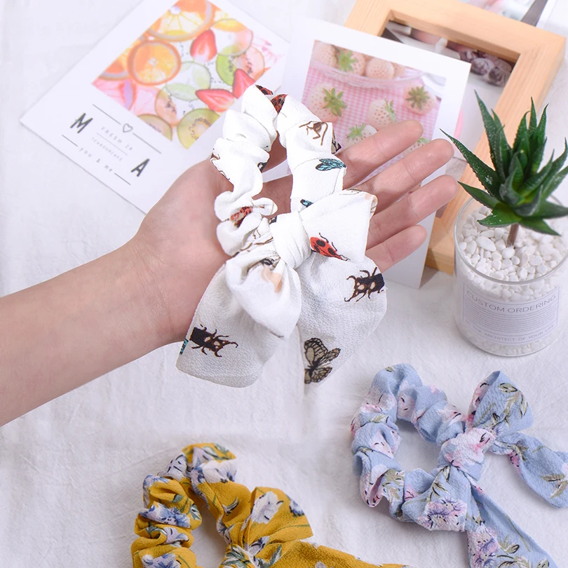 Модный бант с рисунком искусственная лента украшение для волос эластичный