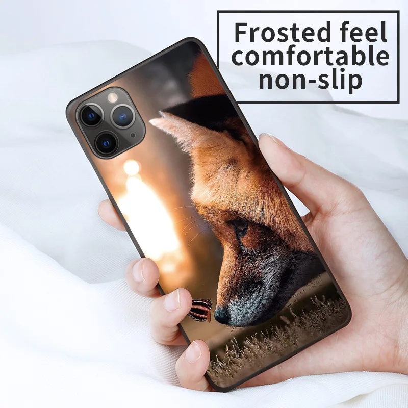 Черный силиконовый чехол для телефона Honor 9X с изображением лисы льва матовый