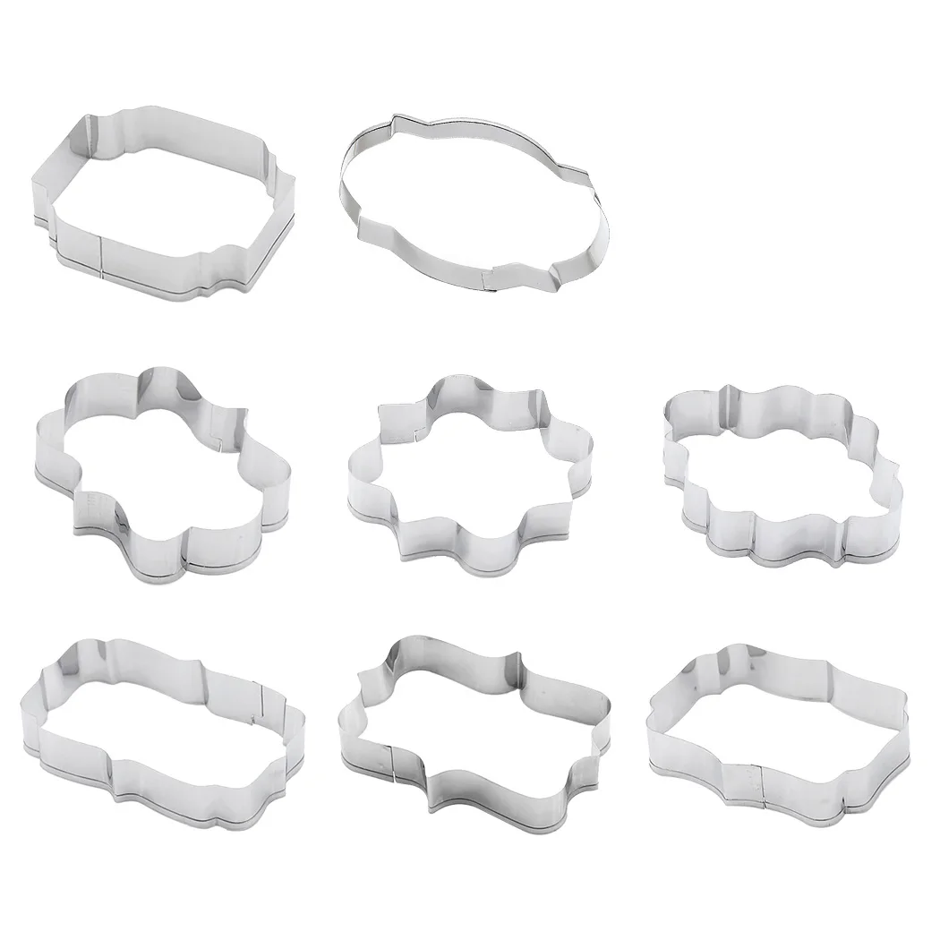 

justdolife 8PCS Plaque Cookie Cutter Set Assorted Frame Cake Cutter Biscuit Cutter Set Cake DIY Baking Mould Pasteleriay