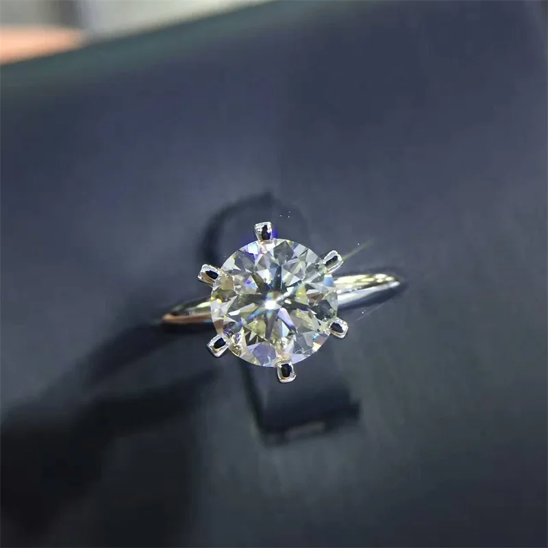 Classic Six claws 925 Sterling Silver 10 Hearts Arrows 2ct Simulated Diamond Wedding Engagement Rings for Women Jewelry | Украшения и
