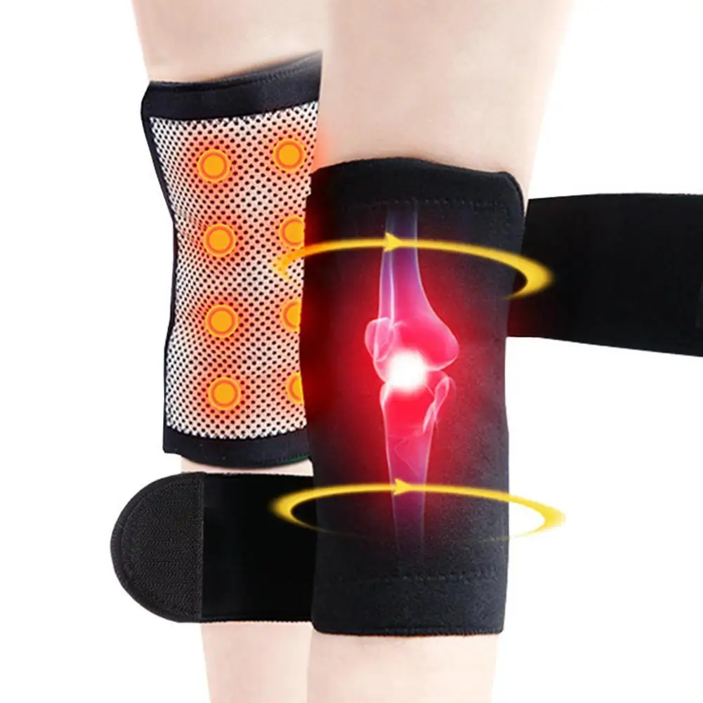 1Pair Adjustable Tourmaline Self-heating Magnetic Therapy Knee Protective Belt Arthritis Knee Massager Knee Brace Support Pads