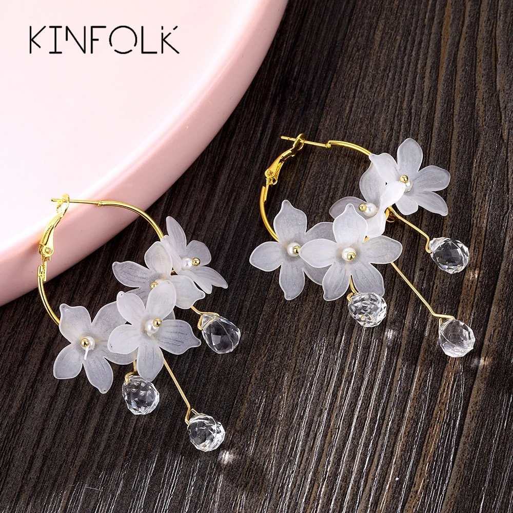 

KINFOLK Fashion Flower Dangle Earrings For Women Bohemian Geometric Earring Korean Statement Sweet Earings Jewelry 2020