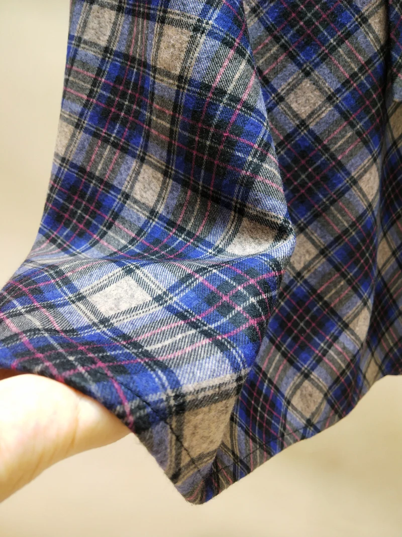 Autumn Winter High waist umbrella skirt a word skirt wild waist woolen female Flared new poncho skirt Plaid Long skirt