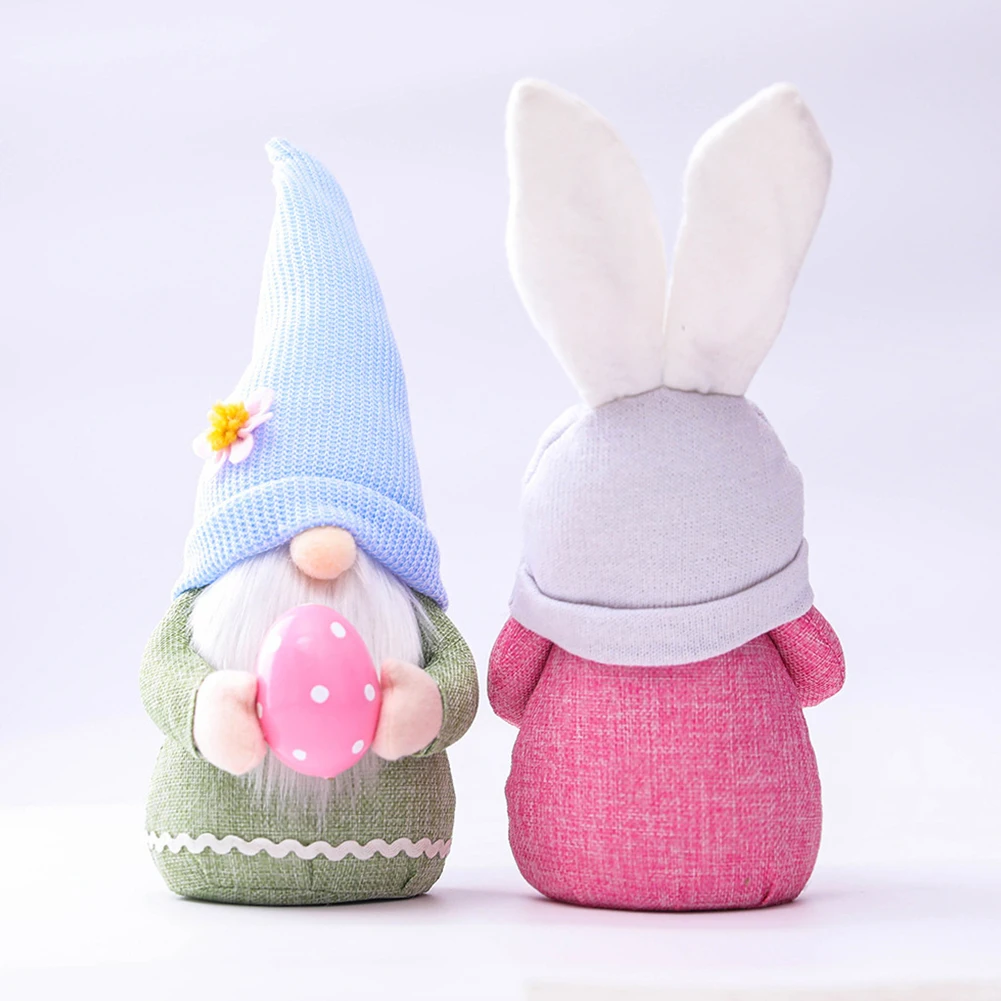 

Пасхальный плюшевый кролик с яйцами, тканевые гномы с кроличьими ушками, шапка ручной работы, Безликий гном, кролик, кукла, домашний праздни...