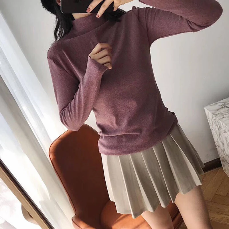 

Half-high collar Long-sleeved T-Shirt Women Cotton Spring Tops cationic shirt Cotton T-shirts For Women Autumn Bottoming Shirts